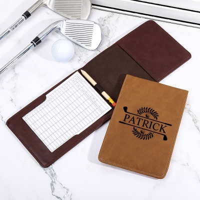 Custom Initial & Name Golf Scorecard Holder, Leather Golf Yardage Book Cover, Golf Accessories, Birthday/Father's Day Gift for Him/Dad/Golf Lovers