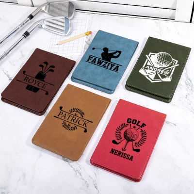 Custom Initial & Name Golf Scorecard Holder, Leather Golf Yardage Book Cover, Golf Accessories, Birthday/Father's Day Gift for Him/Dad/Golf Lovers