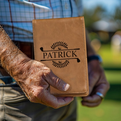 Custom Initial & Name Golf Scorecard Holder, Leather Golf Yardage Book Cover, Golf Accessories, Birthday/Father's Day Gift for Him/Dad/Golf Lovers