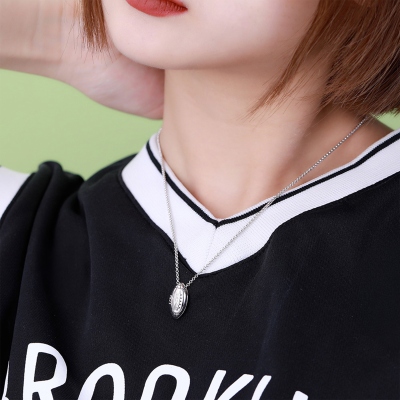 Engraved Football Necklace in Gold