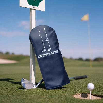 Copritesta per mazza da golf personalizzato "Best Dad" di Par in pelle PU con i nomi dei bambini, accessori da golf, regalo di compleanno/festa del papà per papà/marito/amanti del golf