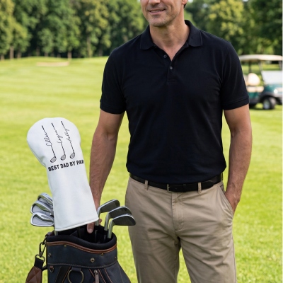 Copritesta per mazza da golf personalizzato "Best Dad" di Par in pelle PU con i nomi dei bambini, accessori da golf, regalo di compleanno/festa del papà per papà/marito/amanti del golf