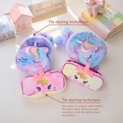 Personalisierter, bestickter Regenbogen-Einhorn-Rucksack mit Namen, niedlicher, flauschiger Schulrucksack mit großem Fassungsvermögen, Oster-/Schulanfangs-/Geburtstagsgeschenk für Mädchen/Kinder