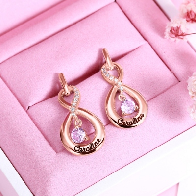 Name Earrings with Dance Birthstone