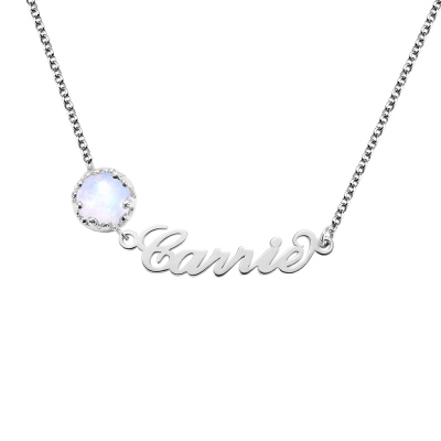 Personalized Moonstone Name Necklace