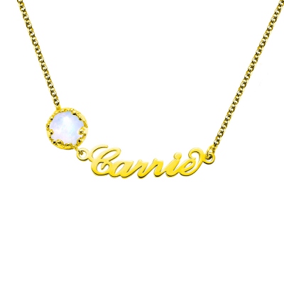 Personalized Moonstone Name Necklace