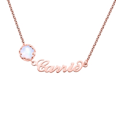 Personalized Moonstone Name Necklace
