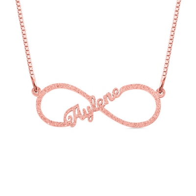 Personalized Sparkling Infinity Name Necklace in Rose Gold