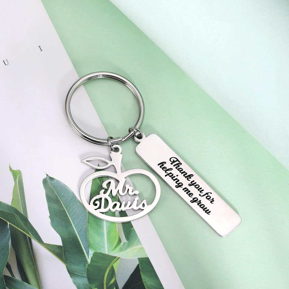 Presente personalizado de chaveiro da Apple para professores
