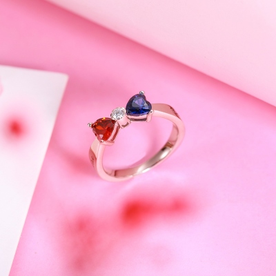 "February Ladies must have" Custom Heart Birthstone Bow Ring