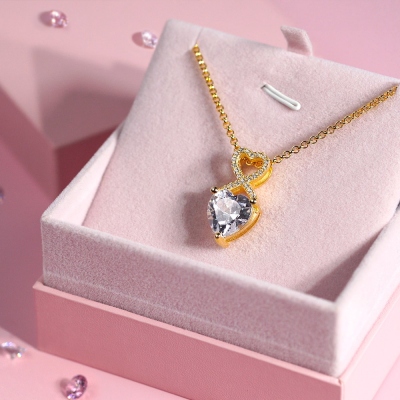 Personalized Heart Birthstone Infinity Necklace