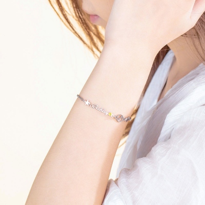 Personalzied Constellation Name Bracelet with Birthstone