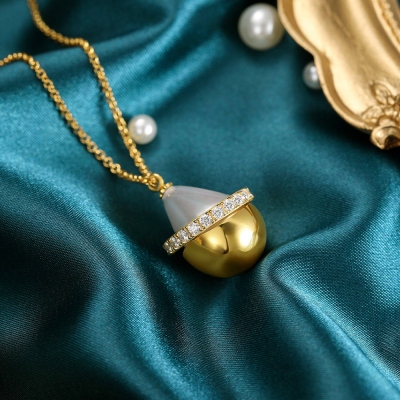 Personalized Circle & Water Drop Necklace