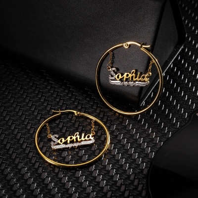 Boucles d'oreilles créoles avec nom personnalisé