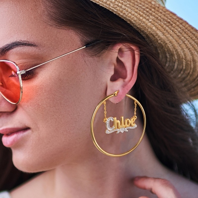 Boucles d'oreilles créoles avec nom personnalisé