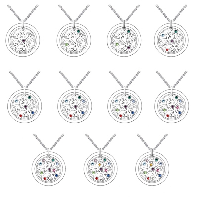 Personalized Family Tree Birthstone Necklace