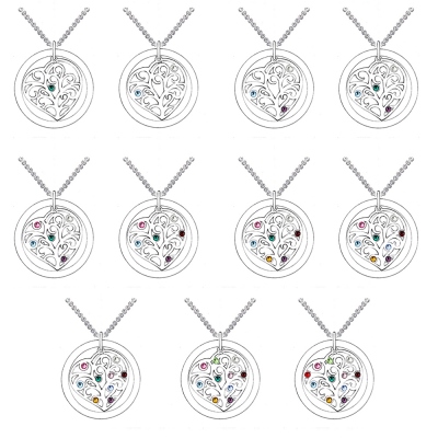 Personalized Family Tree Birthstone Necklace