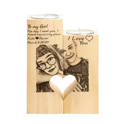 Personalized Couple Photo Candlestick