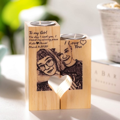 Personalized Couple Photo Candlestick