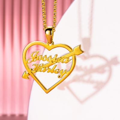Personalized Heart Arrow Name Necklace