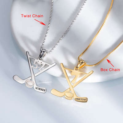 Custom Hockey Necklace Ice Hockey Sticks Jewelry