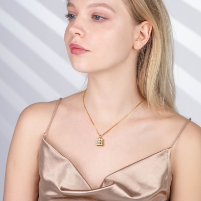Engravable Square Pearl Necklace Gift for her