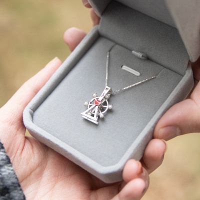 Personalized Ferris Wheel Love Necklace with Pearl