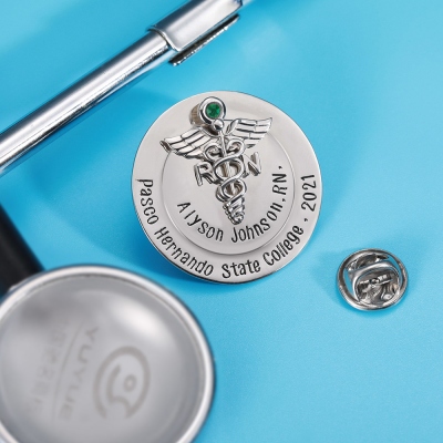 Personalized Nursing Pin for Pinning Ceremony with a Birthstone Nurse Gifts