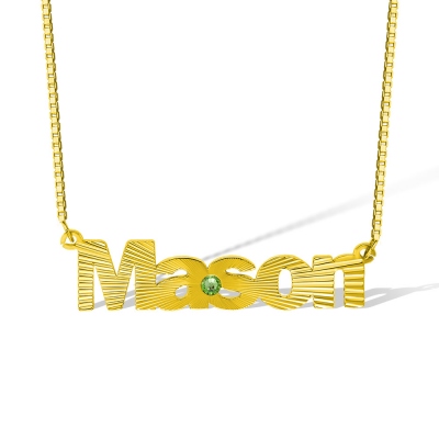 Custom Sunray Gemstone Name Necklace