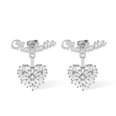 Personalized Name Heart Earrings