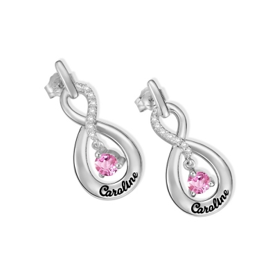 Personalized Infinity Name Earrings with Dance Birthstone