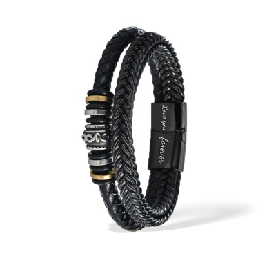 Bracelet en cuir tressé "Je t'aime pour toujours"