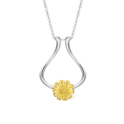Ring Holder Necklace, Sterling Silver Ring Keeper with Sunflower, Engagement Wedding Ring Necklace Holder, Gift for Wife Girlfriend