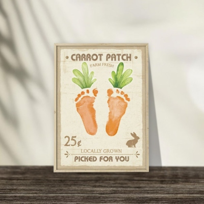 Ferme signe carotte Patch lapin de Pâques empreinte, bricolage pieds Art artisanat, enfants bébé enfant en bas âge activité souvenir carte-cadeau décor signe