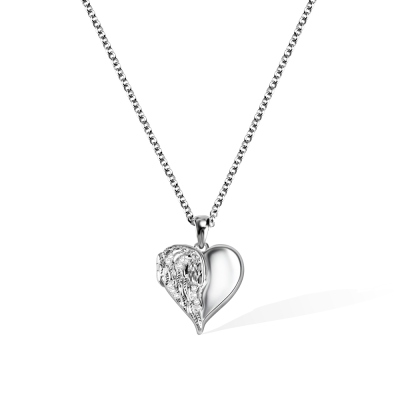 Custom Angel Wings Heart Locket Necklace, Personalized Photos Necklace, Brass/925 Sterling Silver Jewelry for Women, Gift for Mom/Grandma/Friends