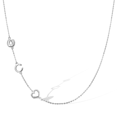 Custom Sideways Paw Necklace, Personalized Necklace with Paw Print Symbols & Initial Charms, Pet Memorial Jewelry, Gift for Pet Lover/Women/Girls