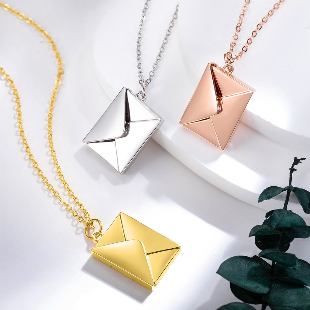 personalized envelope necklace