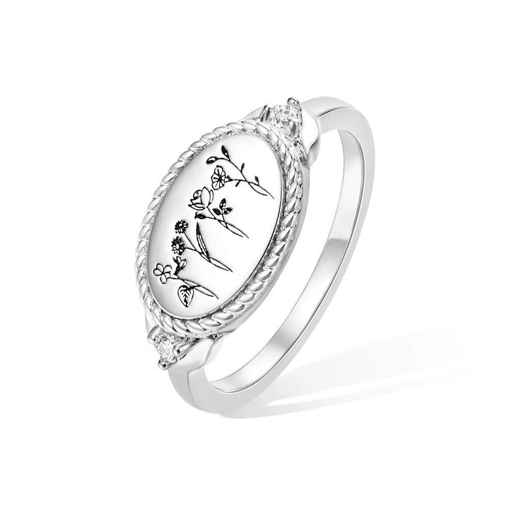 Custom Multiple Birth Flower Ring, Birth Month Flower Ring, Mother's Ring, Floral Ring, Sterling Silver Ring, Minimalist Bouquet Ring, Gift for Her