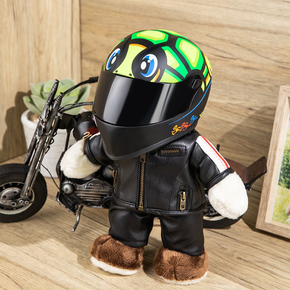 Poupée de jouets d'ours de moto, mini ours de moto avec des jouets de casque, ours de coureur avec le nom personnalisé, cadeau d'ours de tenue de motard de cavalier pour des amis