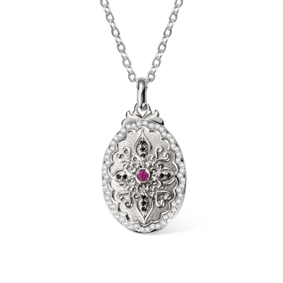 Personalized Vintage Ruby Necklace, Custom Photo Locket Necklace for Women, Memorial Jewelry, Birthday/Mother's Day Gifts, Gifts for Mom/Grandmom/Wife