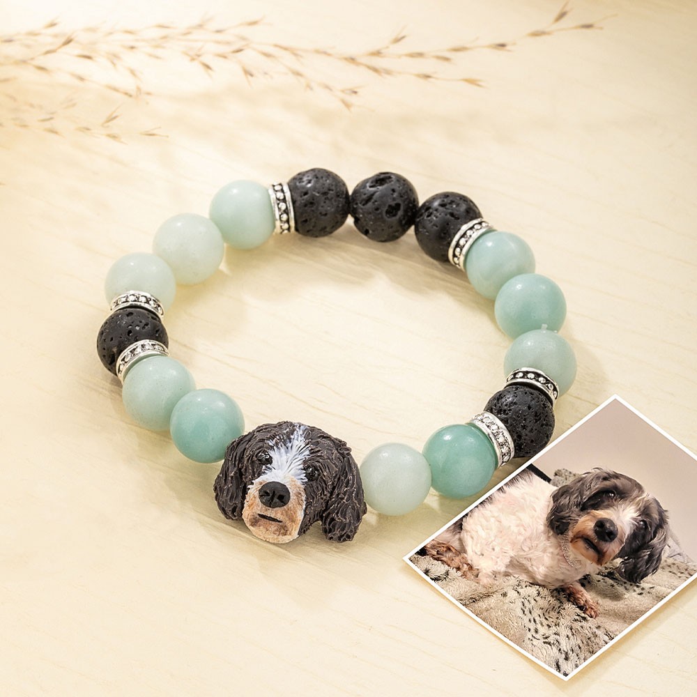 Bracelet perlé personnalisé fabriqué à la main pour portrait d'animal de compagnie, bracelet pendentif réglable pour animal de compagnie, bijou commémoratif pour animal de compagnie, cadeaux d'anniversaire pour les amoureux des animaux de compagnie/maman 