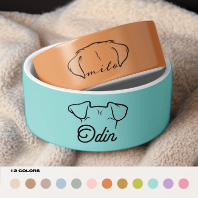 Gamelle personnalisée pour chien avec nom et motif d'oreille, récipient de friandises en céramique personnalisé pour nourriture et eau, bol d'alimentation cadeaux pour chiens de petite, moyenne et grande taille
