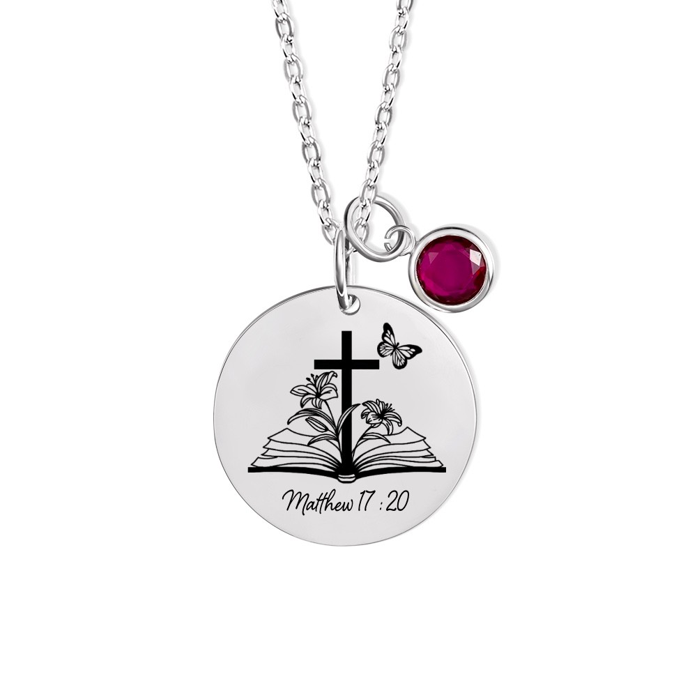 collier croix avec pierre de naissance