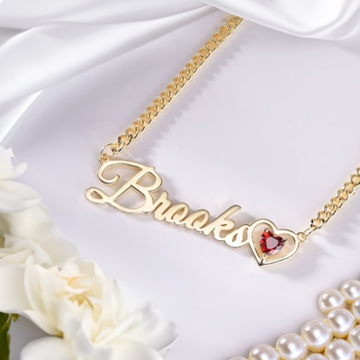 Collier de nom personnalisé avec pendentif pierre de naissance, collier personnalisé en argent sterling avec pierre de naissance, cadeau de Saint-Valentin/fête des mères/anniversaire pour elle