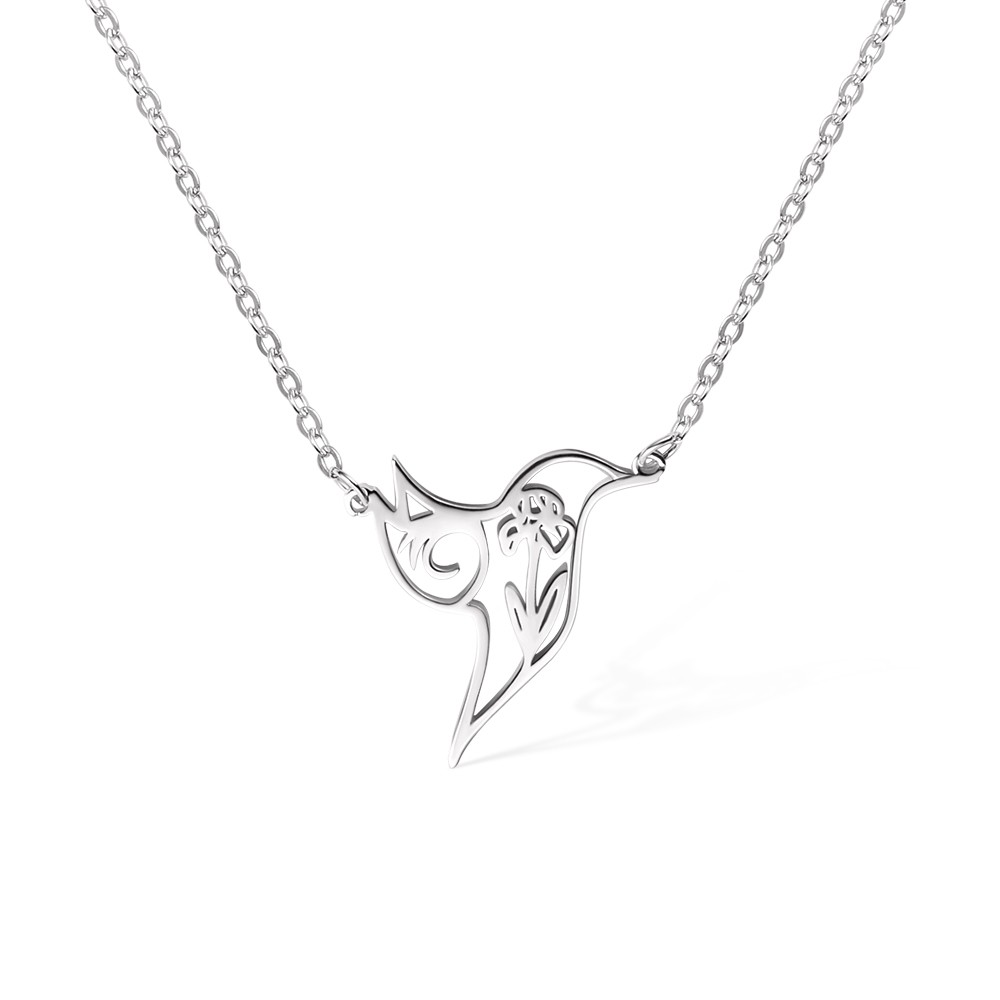 Custom Birth Flower Hummingbird Necklace, Hummingbird Jewelry, Bird Pendant Necklace, Women's Jewelry, Gift for Her, Valentine's Day/Birthday Gift