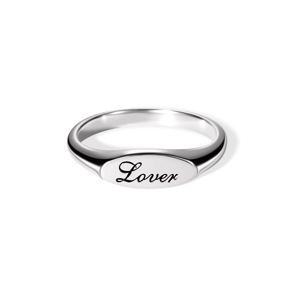 Personalized Name Oval Signet Ring, Dainty Engraved Statement Name Ring, Mother's Day/Birthday/Bridesmaid's Gift for Her/Wife/Family/Friends