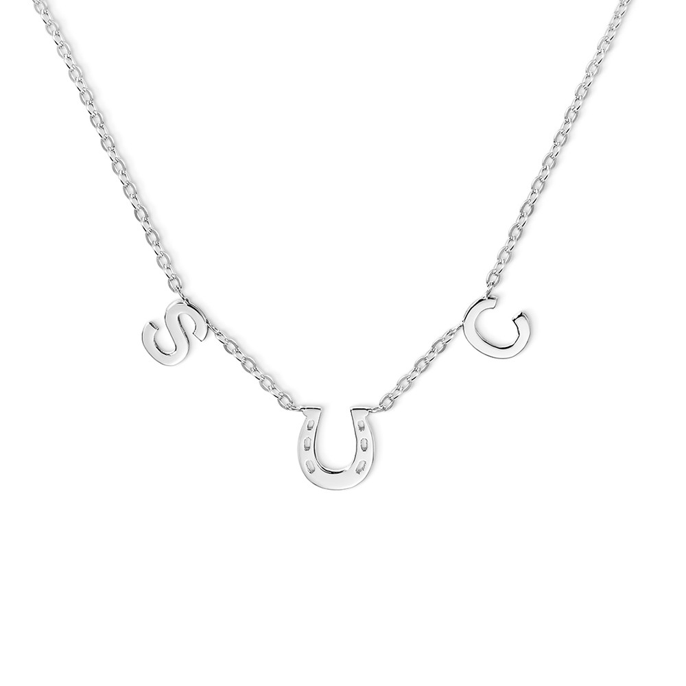 Personalisierte Hufeisenkette mit zwei Initialen, Glücksbringer-Halskette, Geburtstags-/Hochzeits-/Jahrestagsgeschenk für Pferdeliebhaber/Braut/Mama/beste Freundin