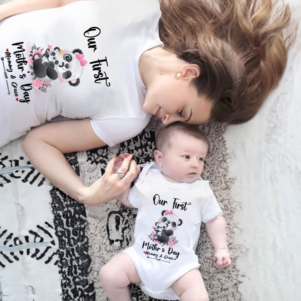Our First Mother's Day Mom and Baby Set/Matching Shirt, Mummy and Baby Gift, Mama Baby Bunnies, T-shirt Bodysuit Romper Babygrow Vest Set, New Mom Gift, Mother's Day Gift