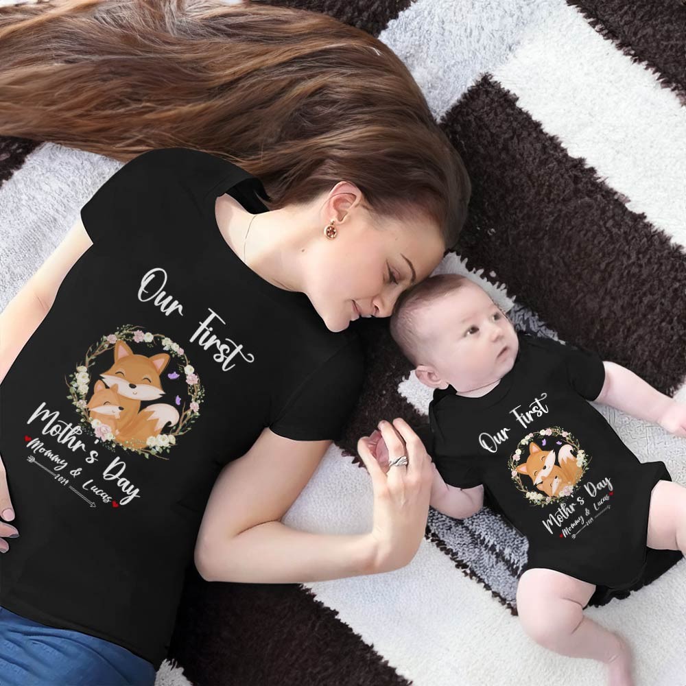 Our First Mother's Day Mom and Baby Set/Matching Shirt, Mummy and Baby Gift, Mama Baby Bunnies, T-shirt Bodysuit Romper Babygrow Vest Set, New Mom Gift, Mother's Day Gift
