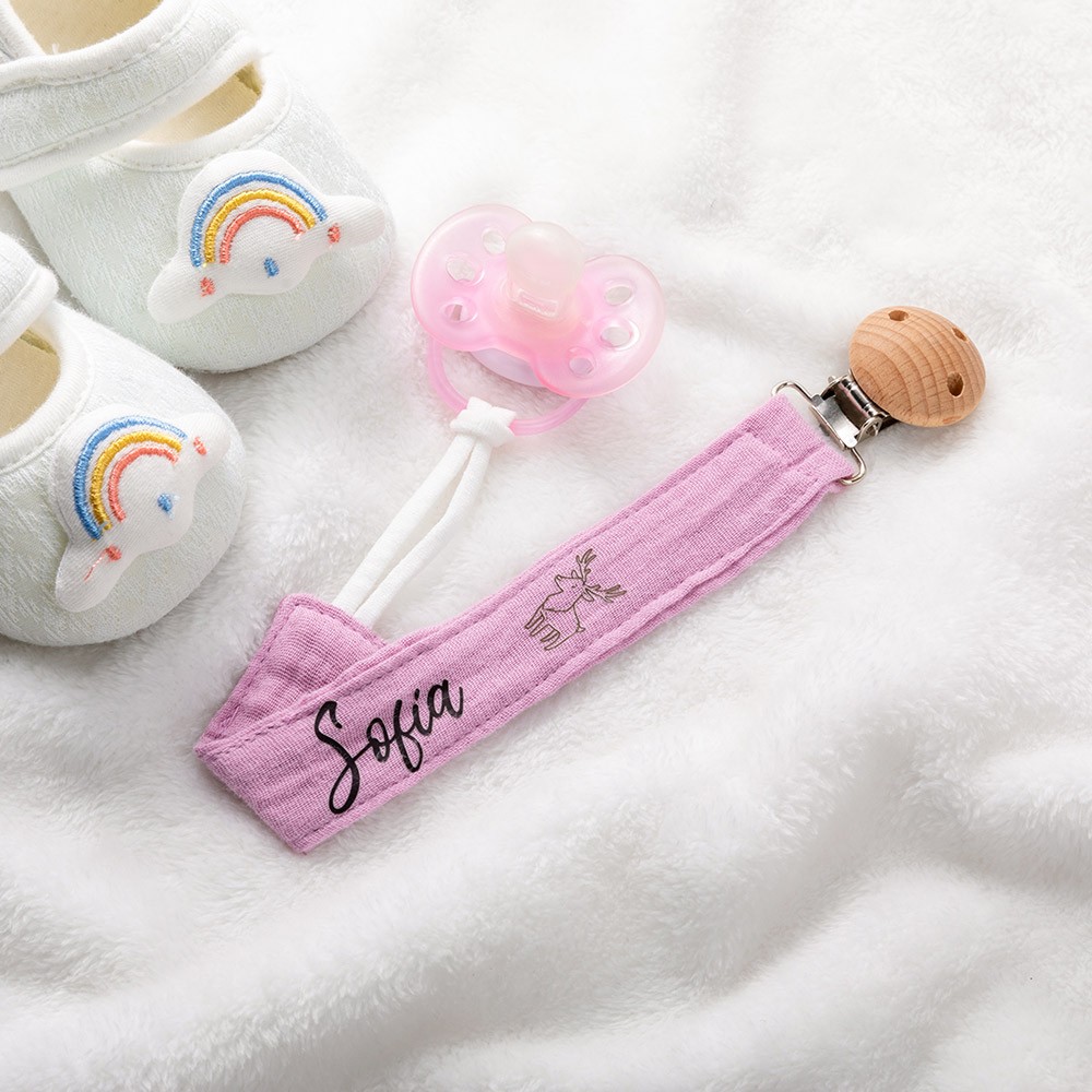Alça de chupeta com nome personalizado, alça de chupeta de algodão, corrente de chupeta, acessórios para chupeta de bebê, presentes de banho para bebês/crianças, presente de batizado